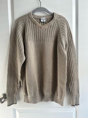 Columbia Men's V-Neck Ribbed Knit Sweater - Beige Taupe